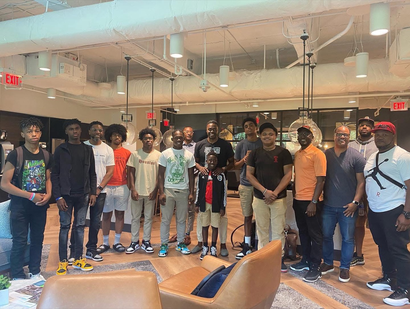 Mentors and students gathered in a lounge