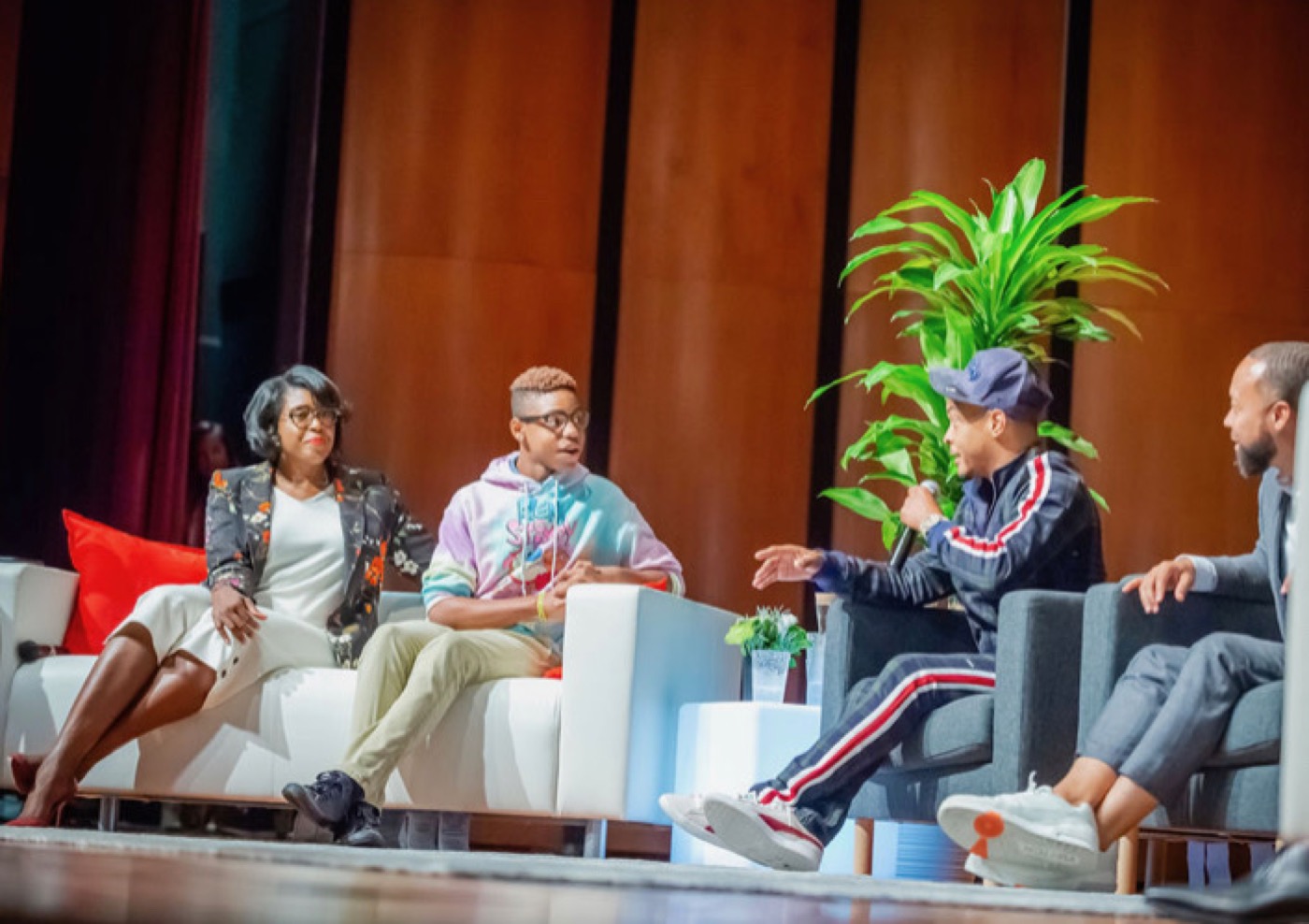 T.I. joining a panel conversation with Atlanta Public Schools students during the 2019 Dreaming Out Loud event